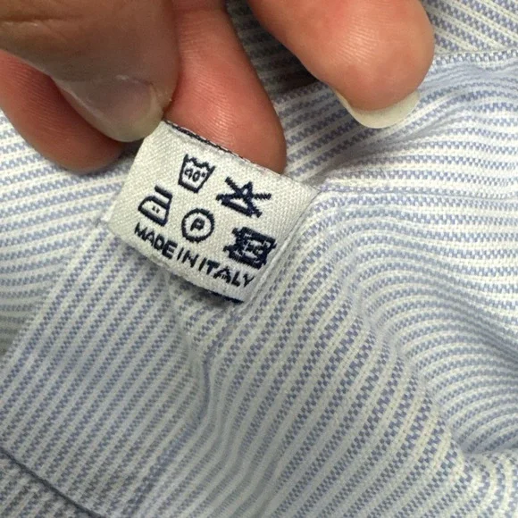MAX Massimo Pasmato Blue Stripe Dress Shirt 100% Cotton Italy L - Picture 7 of 12